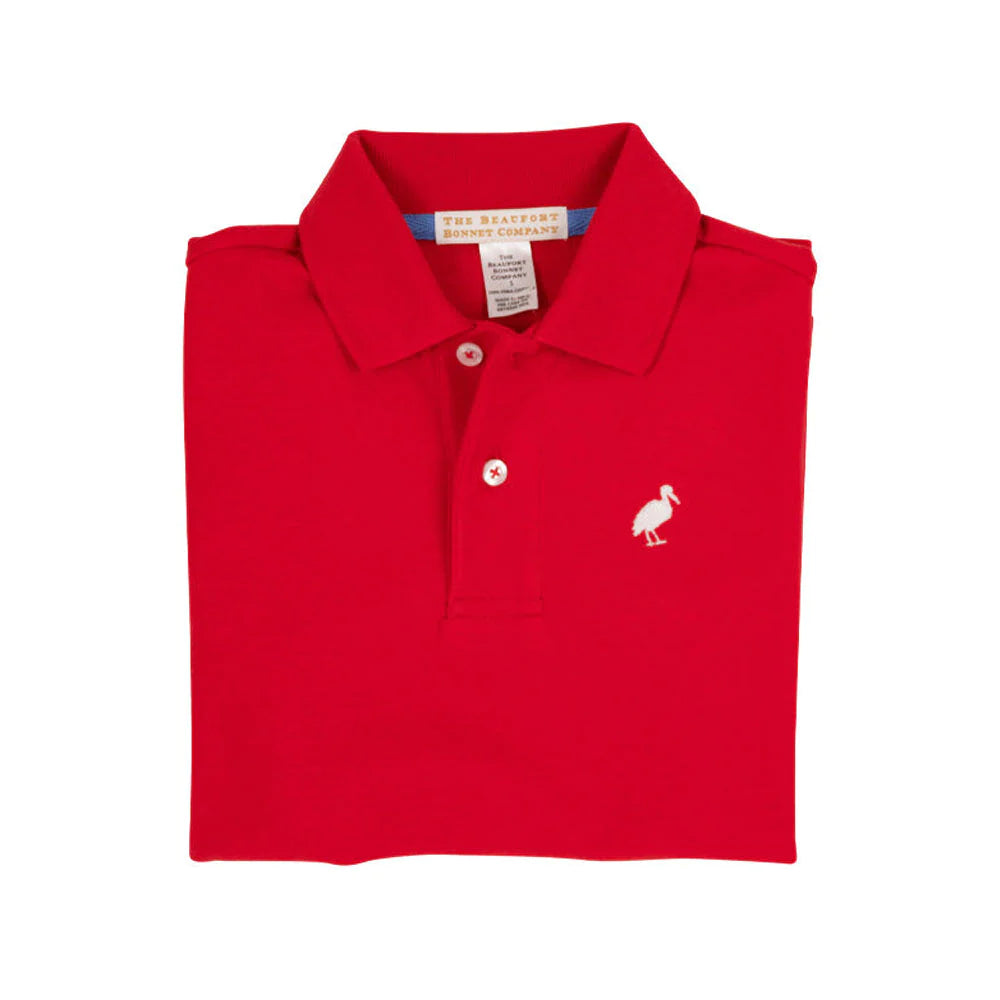 Prim and Proper Polo Onesie - Richmond Red/Worth Avenue White