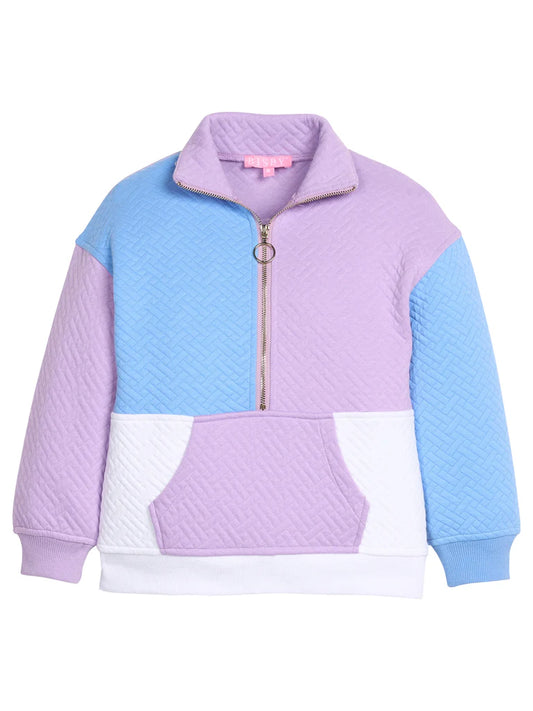 Color Block Pullover - Lavender & Blue Quilted Trellis
