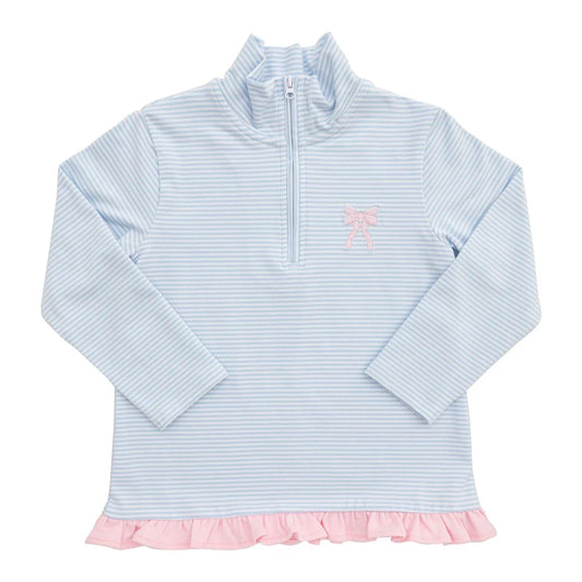 1/4 Zip Ruffle Pullover - Bow