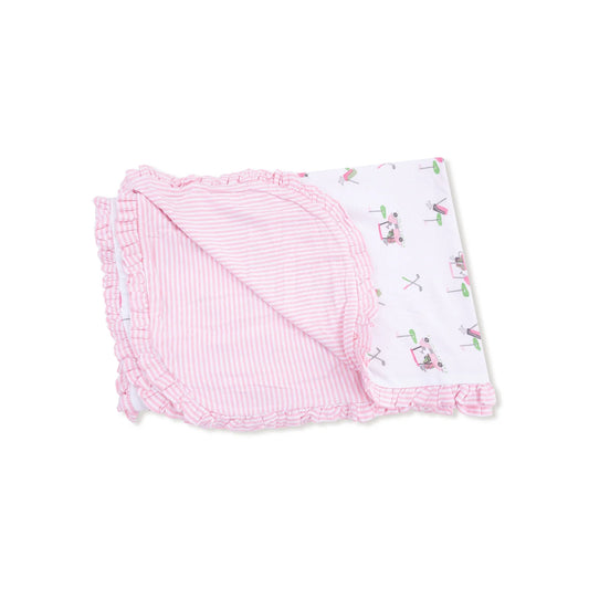 Pink Golfcart Ruffle Blanket