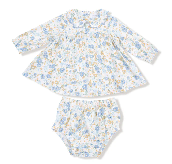 Sweet Rose Calico LS Petal Collar Dress