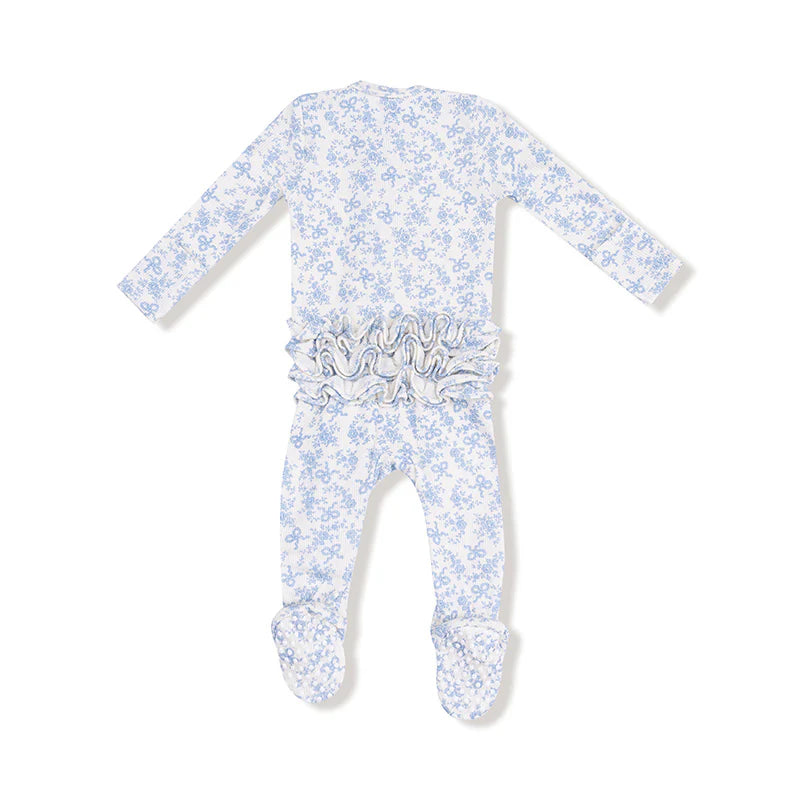 Romi Floral Ruffle Zipper Footie