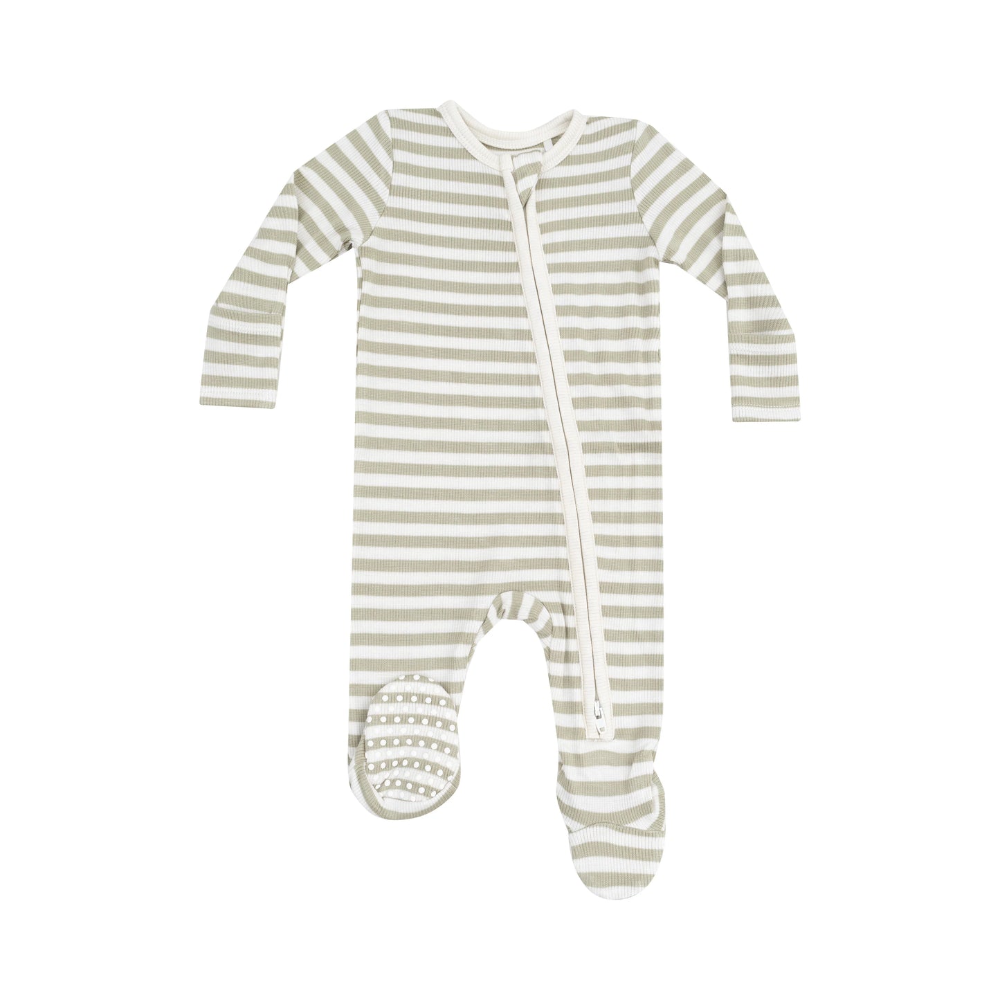 Stripe Sage Zipper Footie