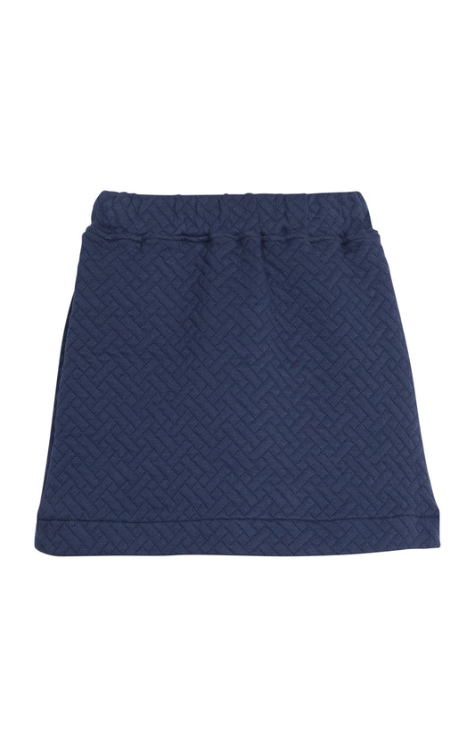 Quilted Mini Skirt - Navy Trellis
