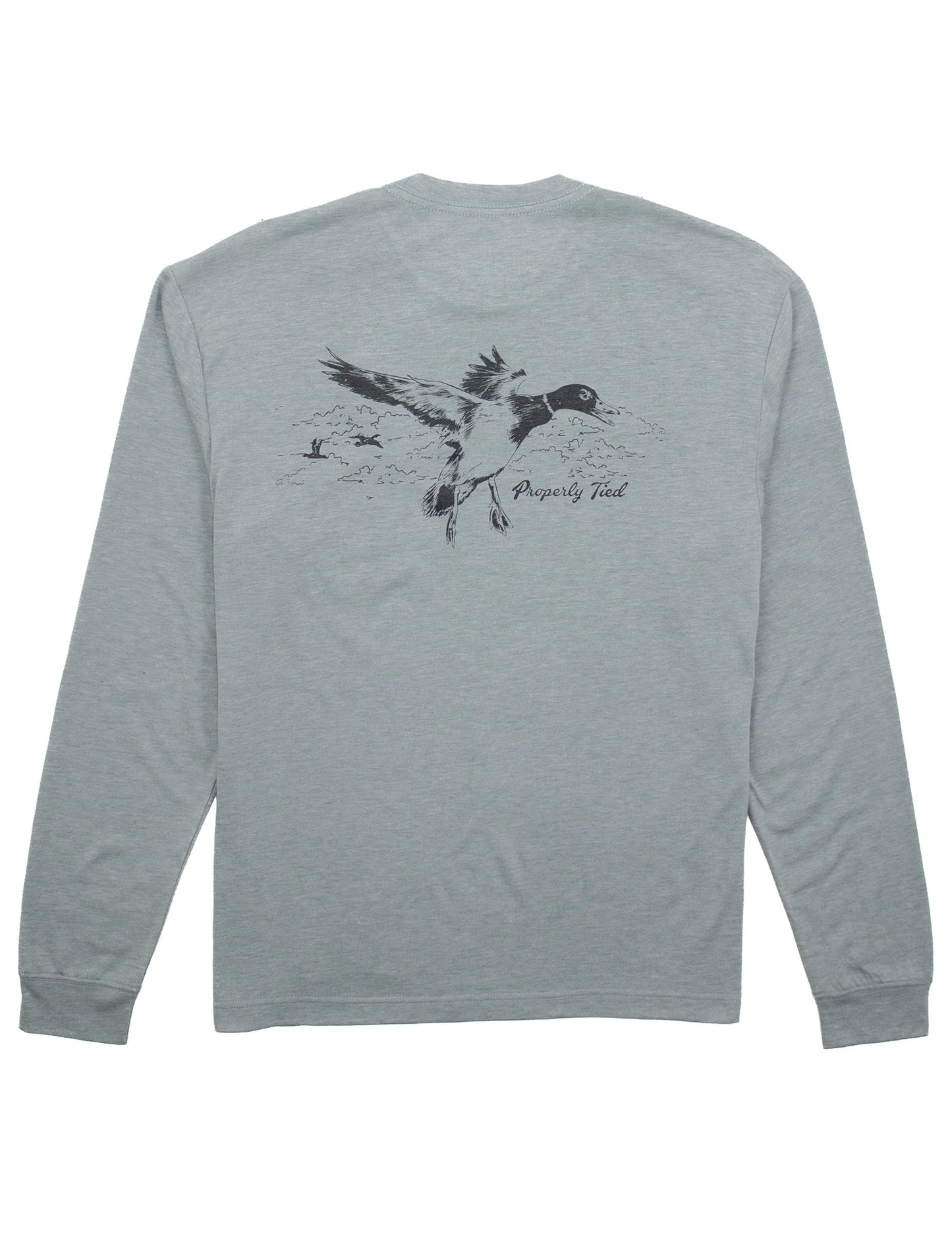Moss Grey Flying Mallard LS Pocket Tee