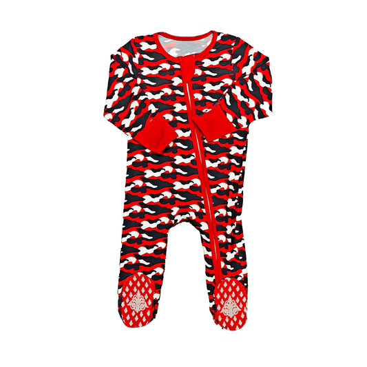 Red and Black Camo Romper