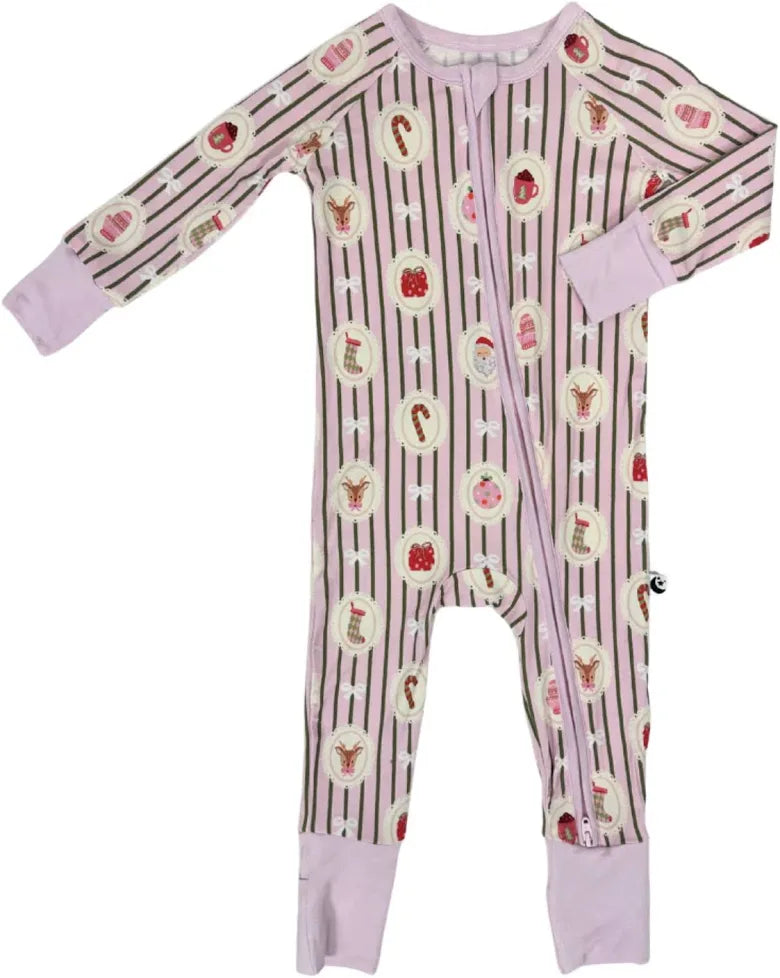 Sugar Plum Lane Zipper Footie