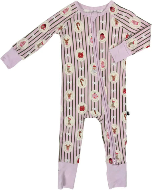 Sugar Plum Lane Zipper Footie
