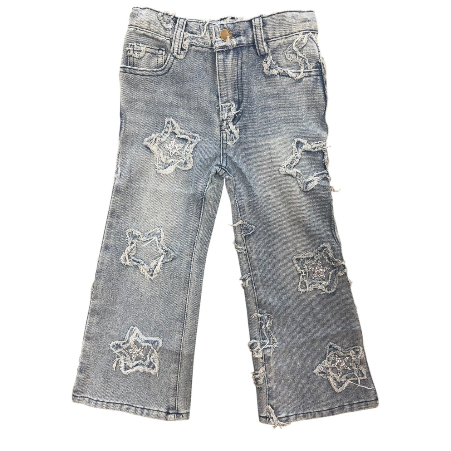 Wide Leg Frayed Star Jeans