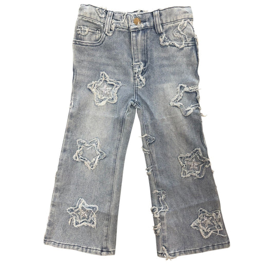 Wide Leg Frayed Star Jeans