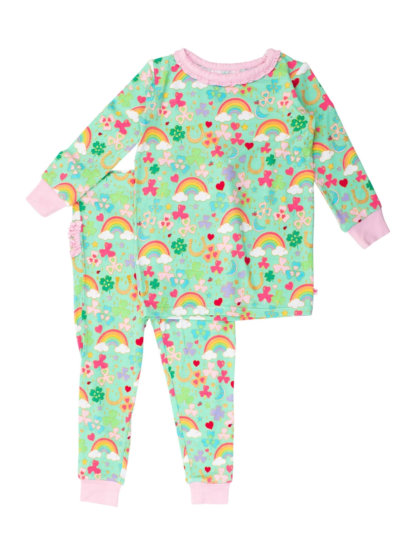 Green Lucky Day Ruffle LS Pajama