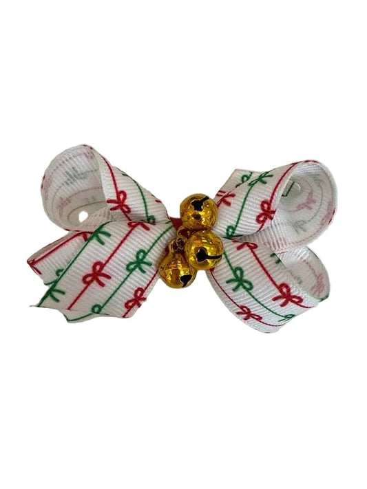 Mini Red/Green Bow Print With Bells