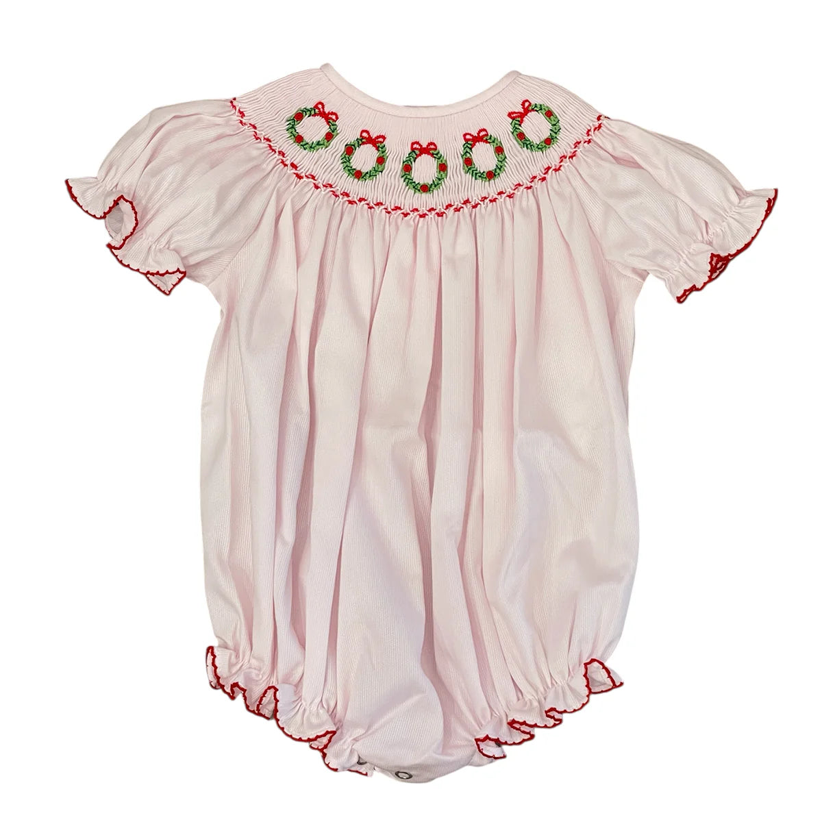 Pink Wreath Smocked Bubble