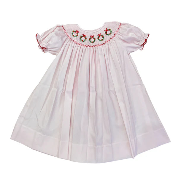 Pink Wreath Smocked Dress