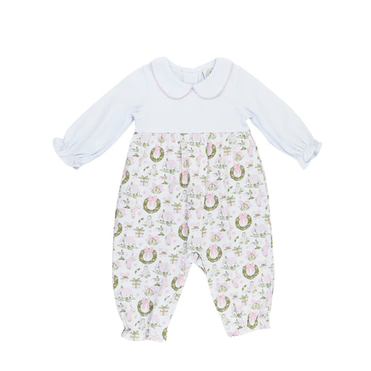 Christmas Toile and Stripe Collins Classic Romper