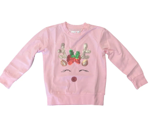 Light Pink Sequin Reindeer Top