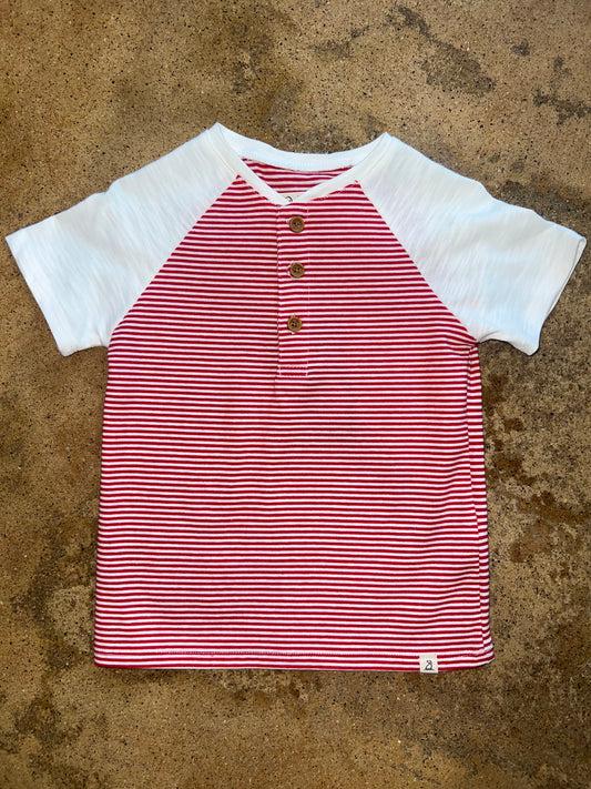 Red/White Stripe Raglan Henley