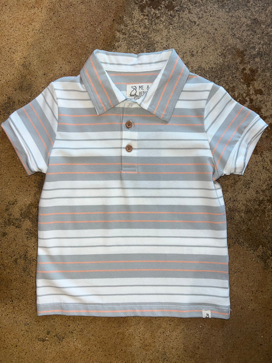 Grey/White Stripe Polo