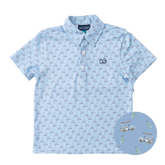 Blue GolfCart Performance Polo