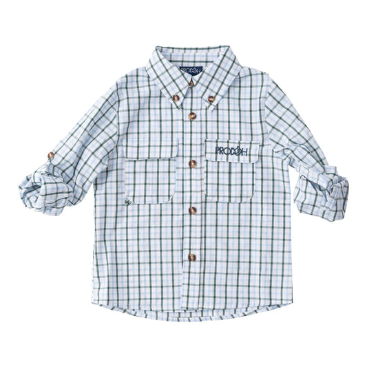 L/S Fishing Shirt - Posy Green/ Blue Windowpane