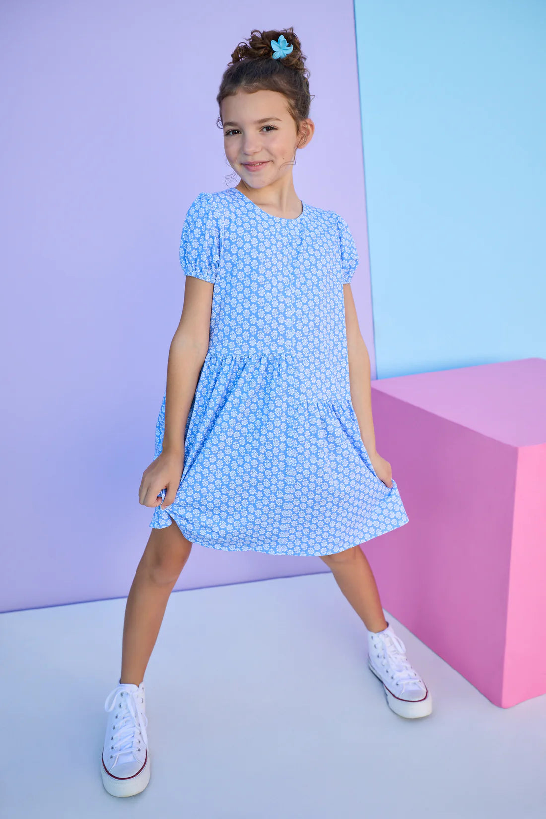 Periwinkle Block Print Phillipa Dress