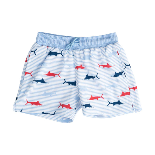 Windsurfer Fish Print Boogie Board Swim Trunk