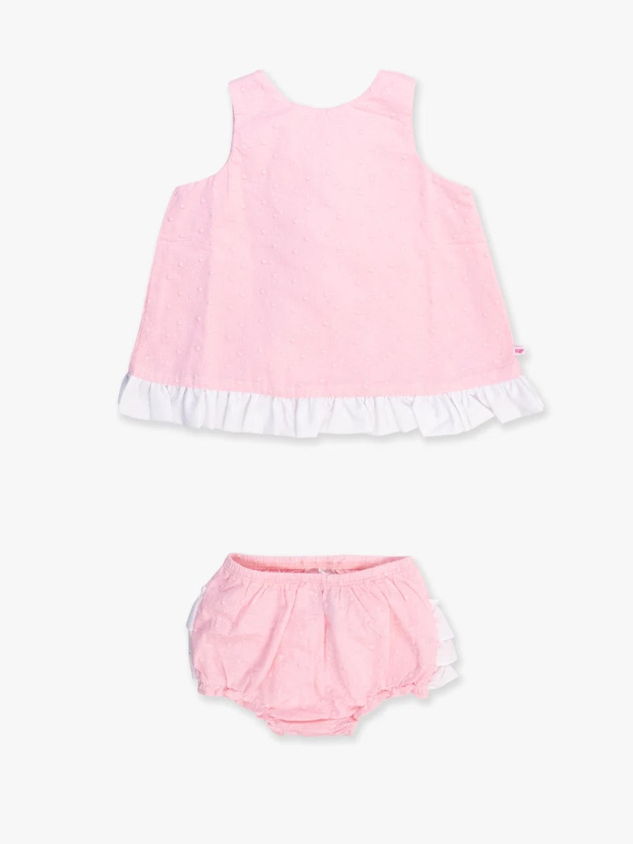 Swiss Dot Swing Top & Bloomer Set - Pink/White