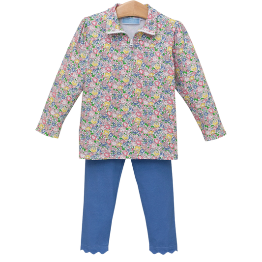 Floral 1/4 Zip Pull Over Set