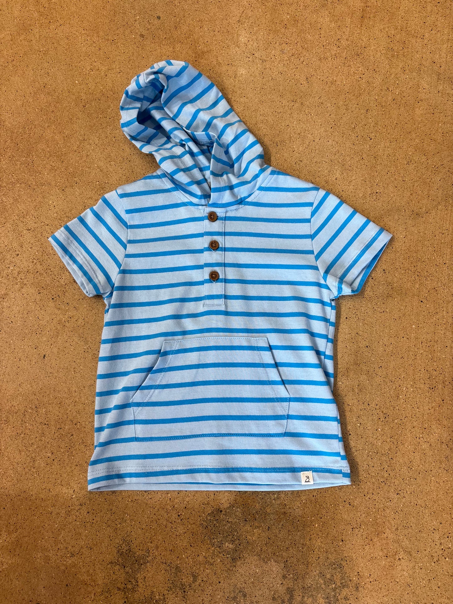 Blue/Aqua Stripe Hooded Top