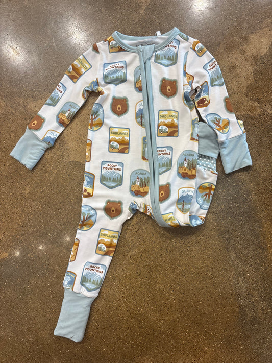 National Park Patches Zipper Romper