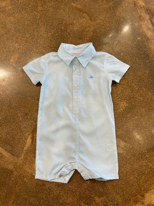 Performance Romper - Mini Blue Gingham