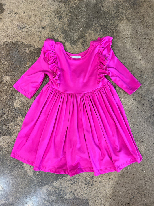 Hot Pink Ruffle Twirl Dress