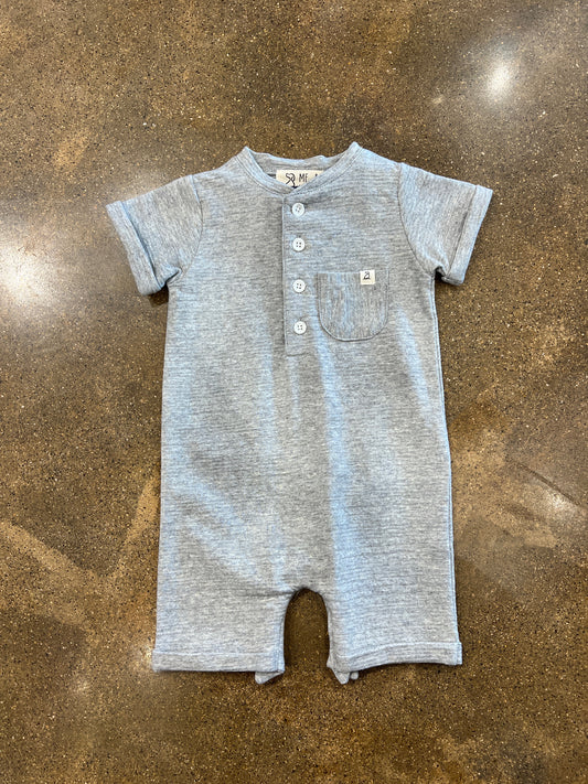 Grey Ribbed Henley Romper