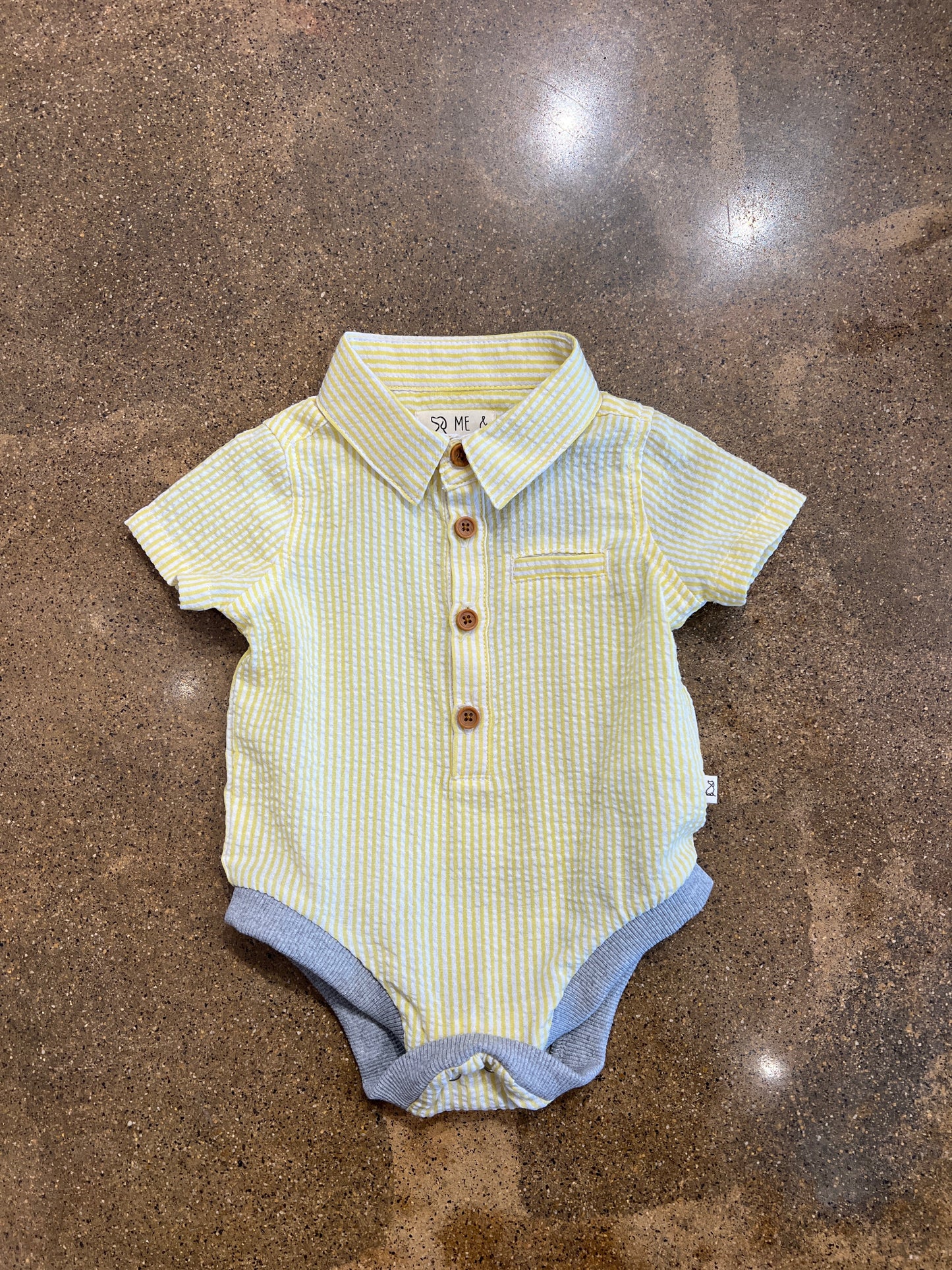 Yellow Seersucker Woven Onesie