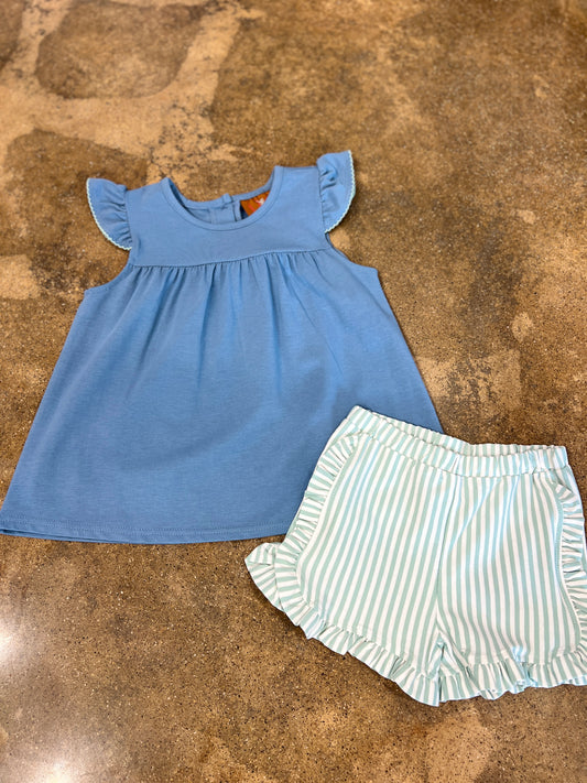 Finley Short Set - Blue & Sage