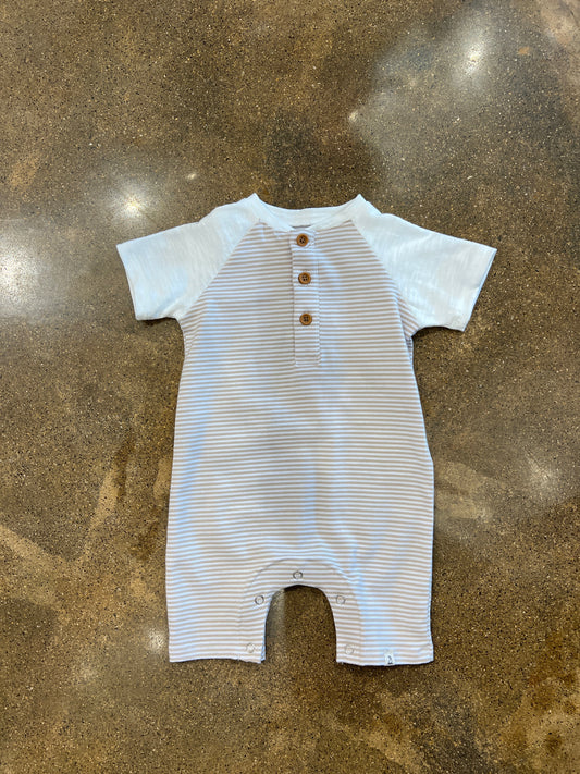 Beige/White Stripe Raglan Romper