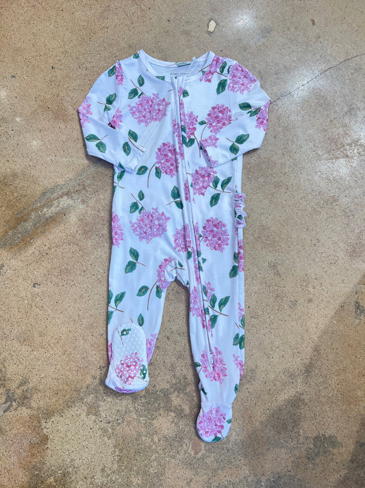 Hydrangeas Ruffle Zipper Footie