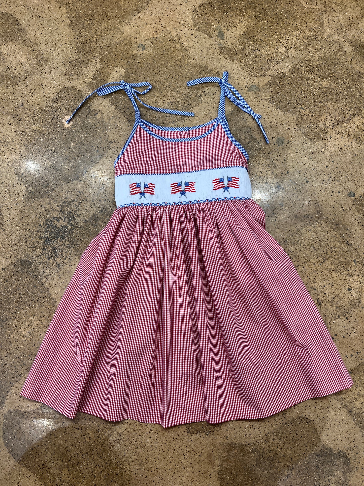 Smocked Flag Spaghetti Strap Dress
