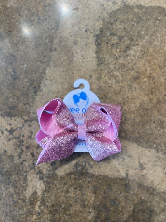 Medium Pink Glitter Bow