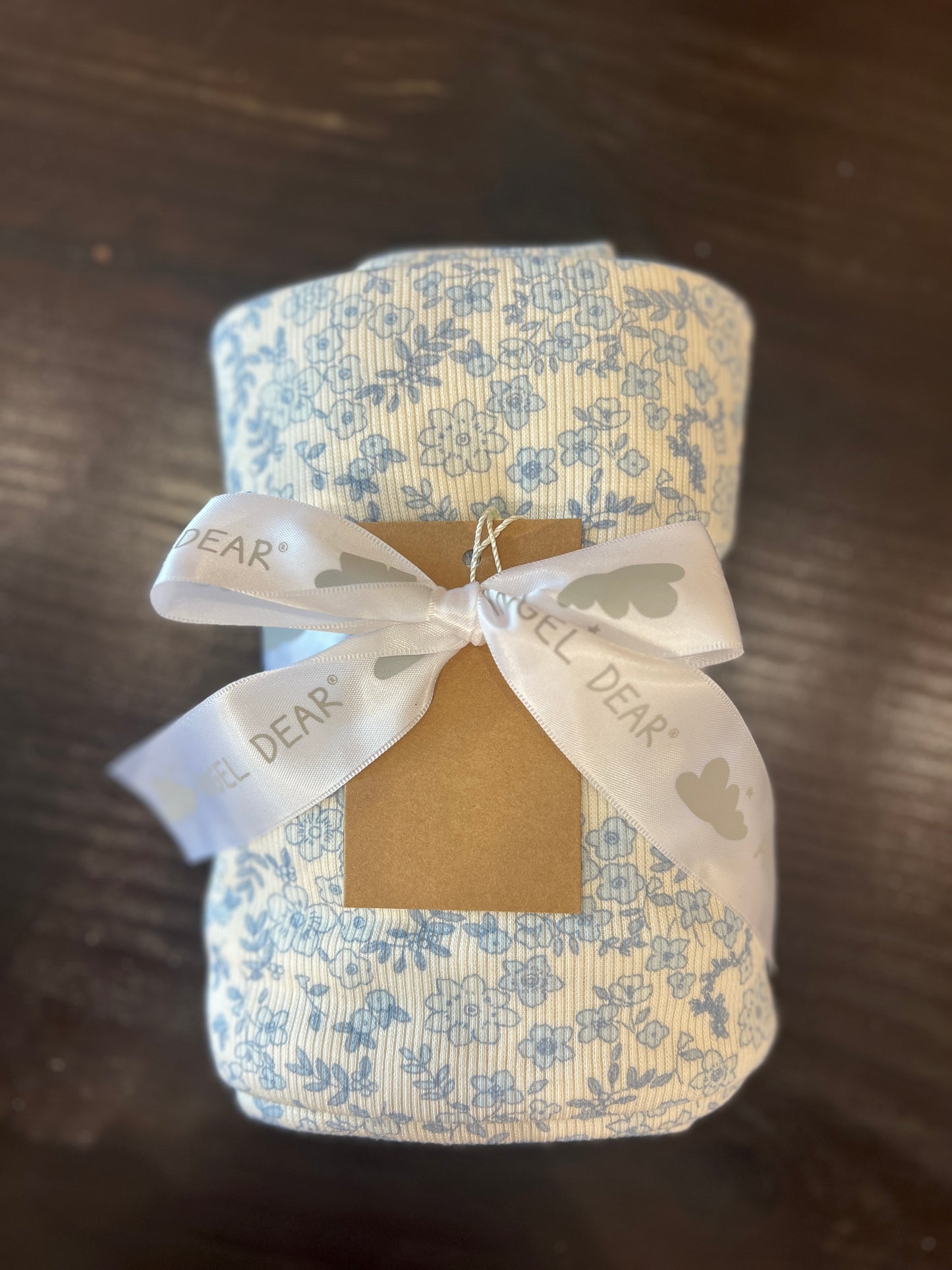 Blue Calico Floral Swaddle Blanket
