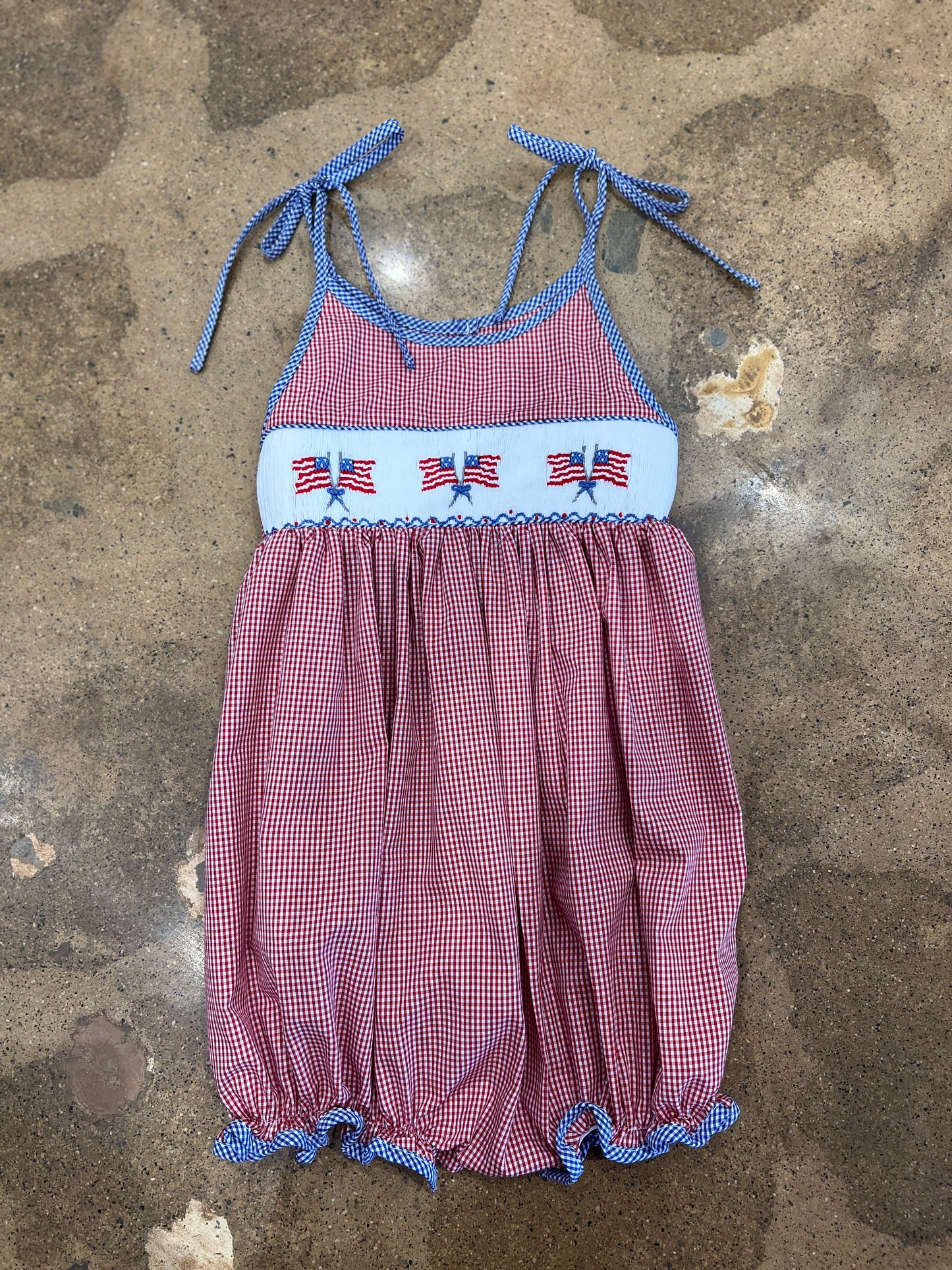Smocked Flag Spaghetti Strap Bubble