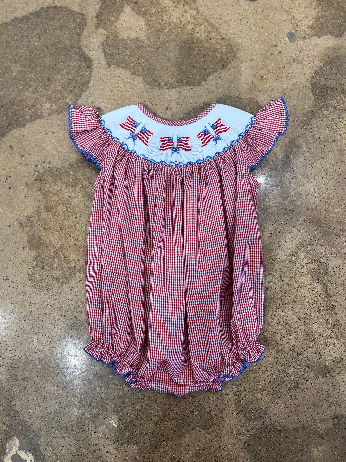 Girl Flag Smocked Bubble
