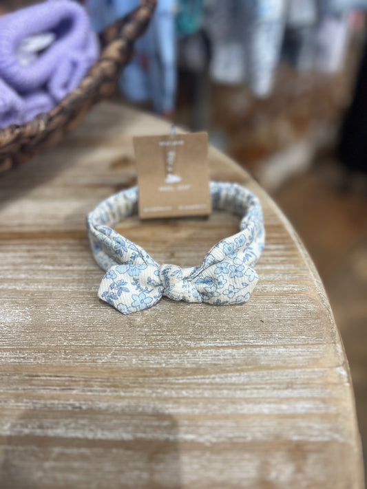 Blue Calico Floral Knot Headband