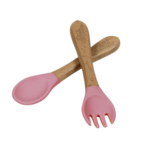 Dark Rose Silicone Spoon & Fork Set